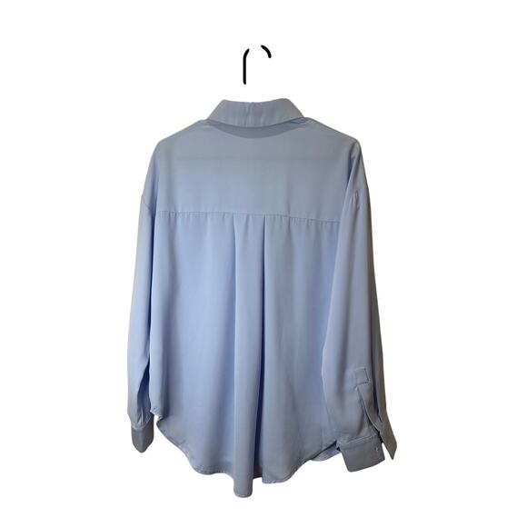 English Factory Sz S Gold Button Shirt Blouse Long Sleeve Blue Button Up Great! - Picture 6 of 7